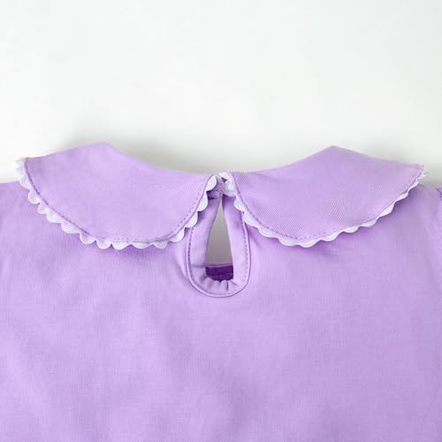 Image of 12M-14Y Toddler Baby Girls Peter Pan Collar Blouse Kids Girl Solid Color Puff Sleeve T-Shirts Casual Tee Tops