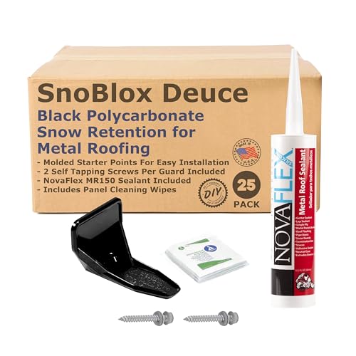 (25) Black Roof Ice Guard Snow Guard Snow Stops for R-Panel PBR and Standing Seam Metal Roofing (with Screws)