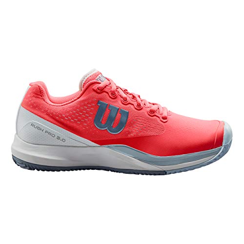 Wilson Damen Rush PRO 3.0 Clay W Tennisschuhe Synthetik, Für Sandplatz, Alle Spielertypen, Rot/Weiß/Blau, 37 2/3 EU