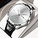 OLEVS Black Leather Watches for Men Fashion Luxury Dress White Large Face Men Watch Casual Business Simple Waterproof Analog Quartz Men's Wrist Watches with Day Date Vintage Relojes para Hombres ﻿