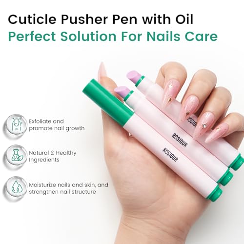 Yokilly 3-in-1 Nagelhautentferner Nagelöl Stift: Keramikspitze Nagelhautschieber Ölstift Cuticle Nail Care Pen - Nagelpflege Stift Nagelhautöl für Nagelhaut die Reparatur von Rissigen und Trockenen