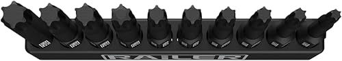 Miniatura 7 de Juego de brocas TORX, Railer 10 piezas 6 puntos TORX Juego de puntas de destornillador S2 de acero T10 T15 T20x2 T25x2 T27 T30x2 T40 Torx Star Bits