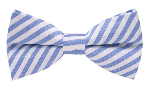 Carahere Boys Bow Ties Handmade Adjustable Pre-Tied Pattern Bow Ties For Kids Light Blue White