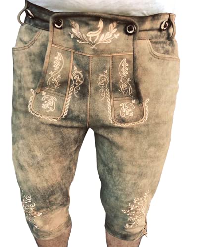 Royal Trachten Lederhose Wildbock Lederhosen Bayerische Lederhose Oktoberfest Lederhose Herren Trachten Kniebund Lederhose mit Träger Größe 50-66 (as3, Numeric, Numeric_56, Regular, Long, 56) Cover
