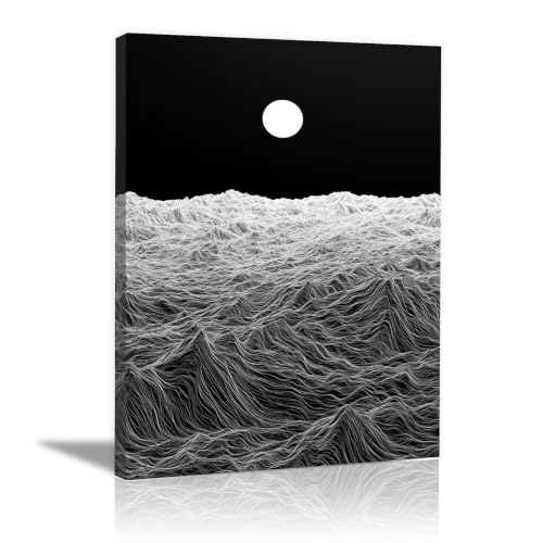 Cuadros de montañas abstractas TODOAA en blanco y negro, lienzo enmarcado para salón de 20x30cm