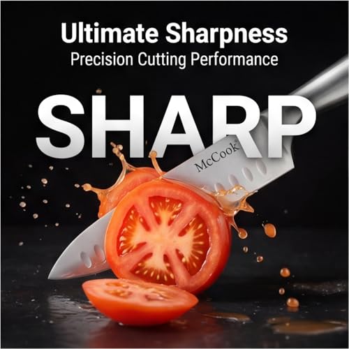 Image of McCook Kitchen Knife Sets,German Stainless Steel Knives Block Set with Built-in Sharpener, 20 Piece Chef Knife and More, Razor Sharp, Restaurant Grade, Anti-Rust, Elegant Box for Gift
