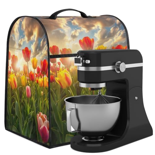 Coffee Maker Cover Tulip Pattern Kitchen Appliance Covers Small Appliance Covers Blender Cover Juicer Cover Dust Covers for Kitchen Appliances with Top Handle and Pockets,Washable,B242
