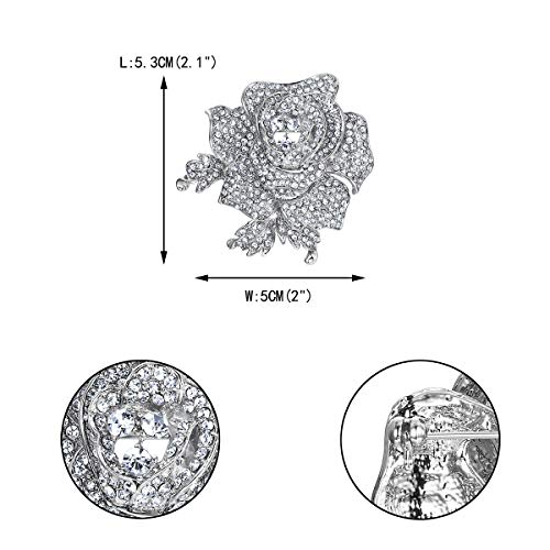 Image of EVER FAITH Women's Austrian Crystal Blooming Beautiful Rose Flower Brooch