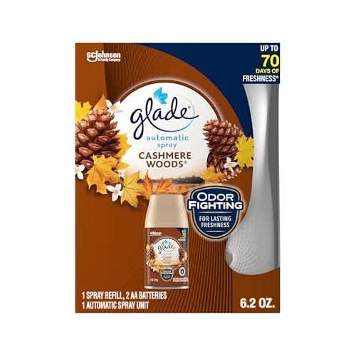 Glade Automatic Spray Refill and Holder Kit, Air Freshener for Home and Bathroom, Cashmere Woods, 6.2 Oz