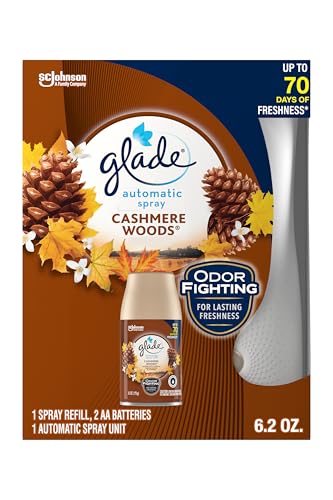 Glade Automatic Spray Refill and Holder Kit, Air Freshener for Home and Bathroom, Cashmere Woods, 6.2 Oz