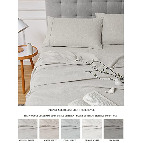 Berklan Linen Sheets Queen Size 100% French Natural Flax With Stone Washed 16 Inch Deep Pocket Ultra Breathable (1 Flat, 1 Fitted Sheet And 2 Pillowcases Natural Linen Queen) #TOP7