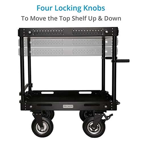 Image of PROAIM Victor V1.1 42 inch Camera Cart, Adjustable Top Shelf, 200kg /440lb | CNC aluminum and stainless steel; 9 inch pneumatic wheels; 22 inch cross-bar; built-in mounting plate; tool-free setup