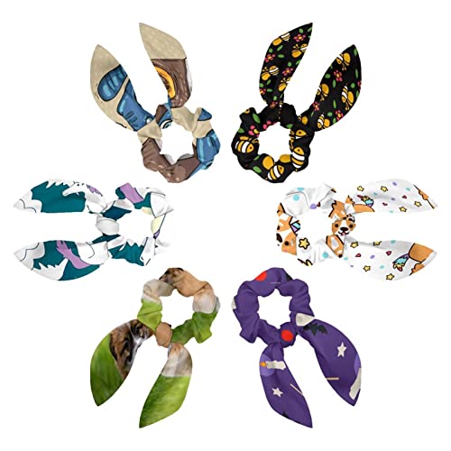 Chouchous en satin pour cheveux avec élastiques doux motif abeille rouge