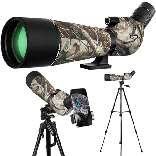 GUANIEE 25-75x80 Spotting Scope for Target Shooting with Upgraded Tripod Carrying Bag and Phone Adapter Spotter Scope for Bird Watching, Wildlife Viewing Camo