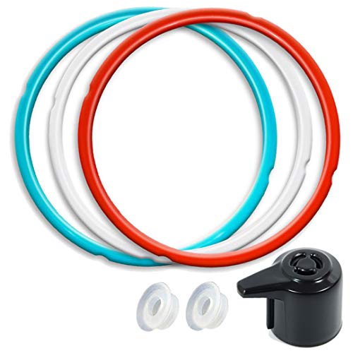 6QT Silicone Sealing Ring 3 Pack with Steam Release Valve | Fits Instanpot Duo/Lux/Ultra 5QT & 6QT Cookers, Dishwasher Safe.