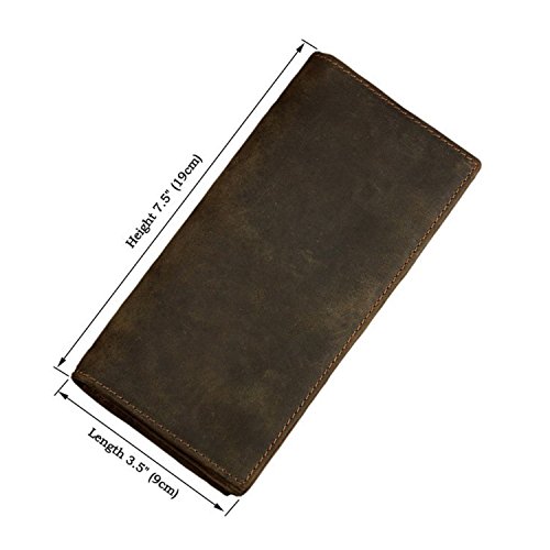 Itslife Men's RFID Vintage Look Genuine Leather Long Bifold Wallet Checkbook Wallets for Men2