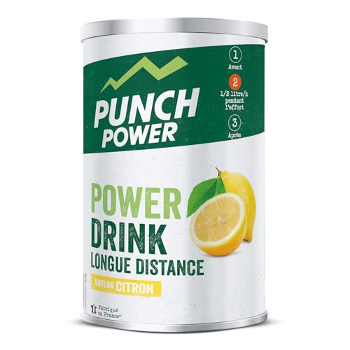 PUNCH POWER - Boisson Longue Distance - Citron - Pot 500 g - Energie Longue Durée - Glucides - BCAA - Vitamines - Electrolytes - Antioxydant - Marque Française