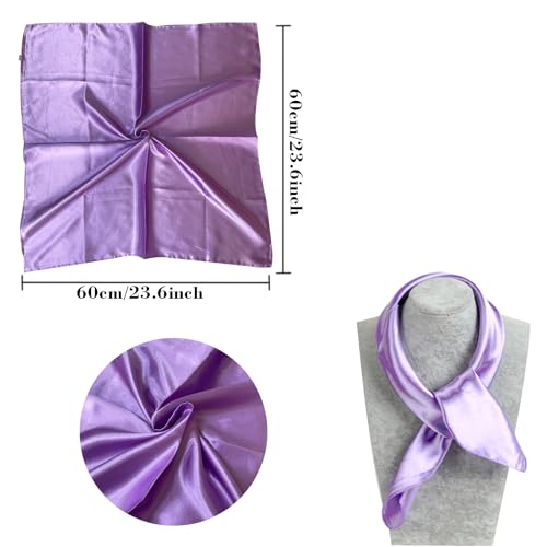 Women Square Neck Scarf Purple Satin Scarf Neckerchief for Halloween Retro Women Girls Costume Accessory3