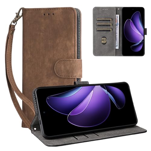 OPPO Reno 13 A 用 ケース 手帳型 財布型ケース スマホケース 携帯カバー SpinoArmor 内蔵マグネット耐衝撃 カード収納 スタンド機能 全面保護 軽量 着脱しやすい OPPO Reno 13 A 対応(ブラウン)