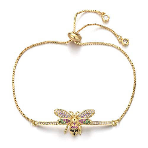 Bijoux femme de luxe avec chaîne maillons et charm abeille micro pavé oxyde de zirconium