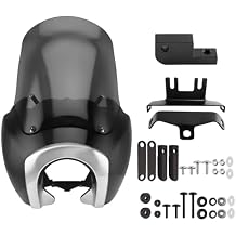 FATECIM Motorcycle Headlight Fairing with 15 Smoke Windshield & Chrome Headlight Fairing Trim Bezel Club Style for Harley Dyna Super Glide T-Sport FXDXT FXR