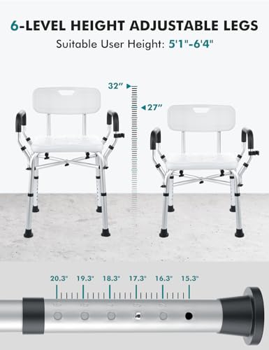 Image of VFAUOSIT Shower Chair with Arms and Back for Inside Shower, Shower Seats for Adults