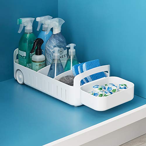 YouCopia slim 8-inch rolling caddy under-sink organizer for narrow kitchen cabinets