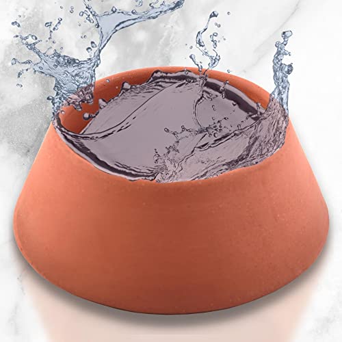 Image of PALLY Pets' Products Eco-Friendly Natural Clay Dog Bowl | Keeps Water Cool | No-Spilling of Water on Floor (Raw Terracotta, Small 550ml)
