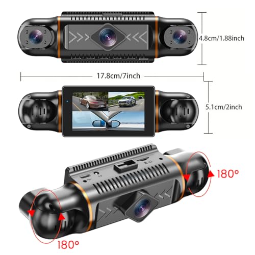 Câmera de painel de 4 canais para carros, câmeras frontais internas e traseiras, visão noturna infra