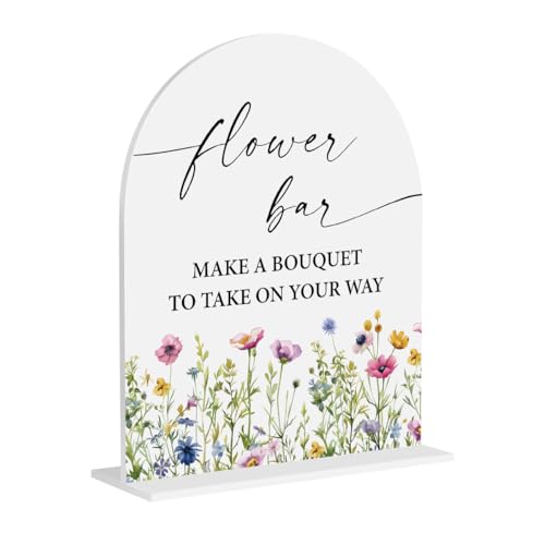 Flower Bar Sign Build Your Own Bouquet Bar Acrylic Decor for Wedding Engagement Bridal Shower Ceremony Reception Event Party 8x10