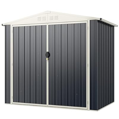 Goplus 6.8 x 3.8 FT Metal Outdoor Storage Shed, Snap-on Structures for Efficient Assembly, All-Weather Color Steel Utility Storage House w/Lockable Door, Bike Tool Sheds for Garden Yard Lawn Patio