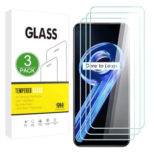 X-Dision Compatible con Realme 9 5G Protector de Pantalla,3 Piezas Película Protectora 2.5D[Dureza 9H,Alta Sensibilidad,A prueba Roturas] Alta Definicion Vidrio Templado