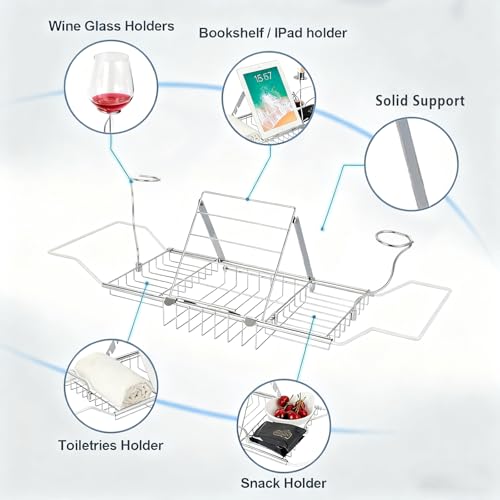 Accesorios de baño de longitud ajustable y bandeja de baño expandible 5