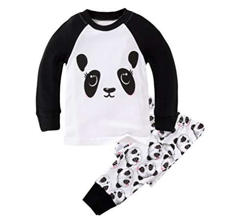 Mammybaby Panda Little Girls Pajamas Set Cotton Baby Clothes Size T6 White