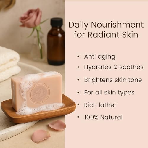 Image of Naija Organics Rose Natural Bath Soap | Anti Aging, Chemical-Free, Skin Brightening Handmade Soap| Body Soap Bar | For Men & Women, All Skin Types - 100g