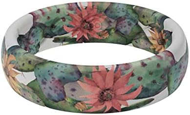 Groove Life Aspire Cactus Bloom Silicone Ring Breathable Rubber Wedding Rings for Women, Lifetime Coverage, Unique Design, Comfort Fit Ring - Size 6