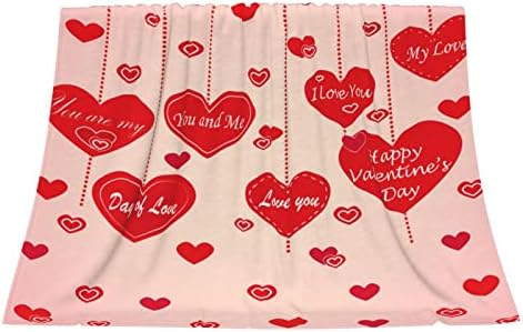 Bed Throw Blanket Romantic-Love-Valentine's-Day Lightweight Super Soft Luxury Sofa Blanket Microfiber 80x60 Inch