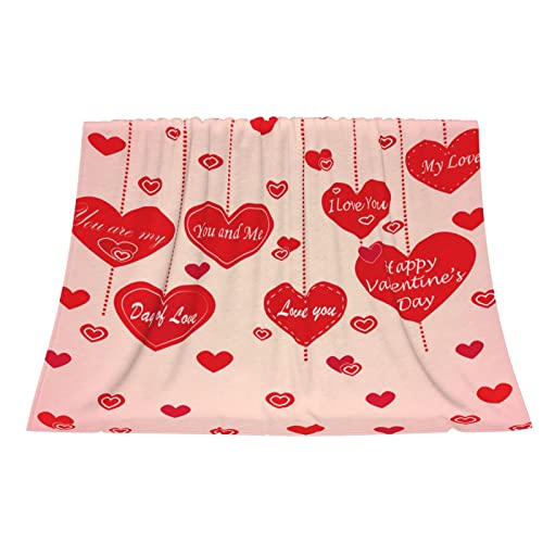 Bed Throw Blanket Romantic-Love-Valentine's-Day Lightweight Super Soft Luxury Sofa Blanket Microfiber 80X60 Inch #TOP1