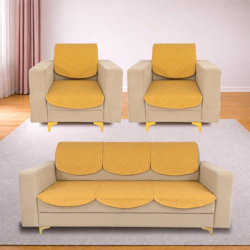 Image of Homerz Premium 'Surya Series' Sofa Cover | Stylish Sofa Protector | Net Fabric | Anti-Stain & Washable Slip Cover Exact Size Antislip (New Jerry Chikku, 5 (3+1+1) Seater, Seat Cover with Backrest)
