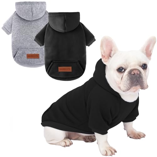 Image of 2 Pack Dog Hoodie Warm Hood Dog Sweater Cold Weather Small Dogs Sweatshirt Comfort Pet Clothes for Small Medium Dogs with Pockets Chihuahua Clothes for Male Female Girl Boy Sporty Daily Wear