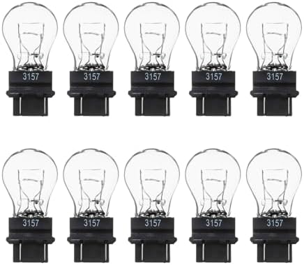 CCHRN 10PCS Car Brake Light Bulb, 3157 12V 21/5W 360 Degrees Super Bright Bulb Plug and Play Turn Signal Lamp, Quartz Glass Double Filament Brake Light Replacement for Most Cars (White)