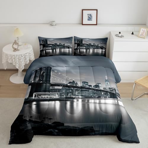 Feelyou Brooklyn Bridge Kids Comforter Set 3Pcs Full