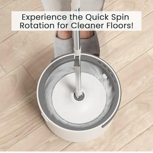 Image of Zureni Spin Mop and Bucket with Wringer Set, 360 Rotating Floor Cleaning Mop System, Wet & Dry Pocha with 2 Reusable Microfiber Pads, Extendable Handle for Home Floor Mopping & Cleaning