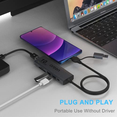Onten Dual-Slot UHS-II SD4.0 Card Reader.10Gbps USB C to USB Hub Adapter,USB Hub with 3*USB 3.2 GEN 2(10Gbps) Port and UHS-II SD/TF4.0.Compatible with Mac OS iPad OS,Windows,Android,and Linux. - Thumbnail 5