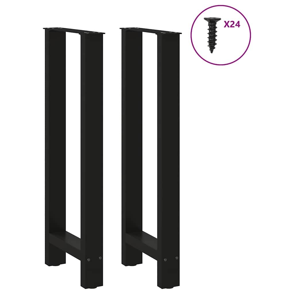 2 nogi do stołu barowego, czarne, 50 x (100-101) cm, stal malowana proszkowo, kwadratowe, regulowane nóżki poziomujące, stabilne nogi stołu do indywidualnej aranżacji stołu