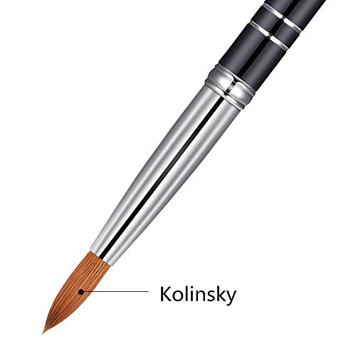 Shine Chance of Size 8/10/12/14 Kolinsky Hair Acrylic Brush for Artificial Nail Fashioning with Two Lines Black Handle (#14)
