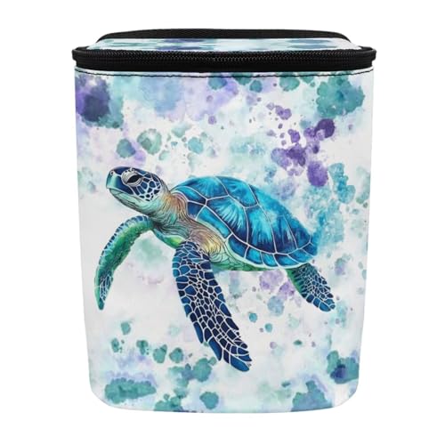 Image of DISNIMO Tie Dye Sea Turtle Car Trash Can with Lid, Car Accessories Leak-Proof Waterproof Car Garbage Bin Collapsible Portable Car Storage Organizer Trash Bag for Car SUV Trucks