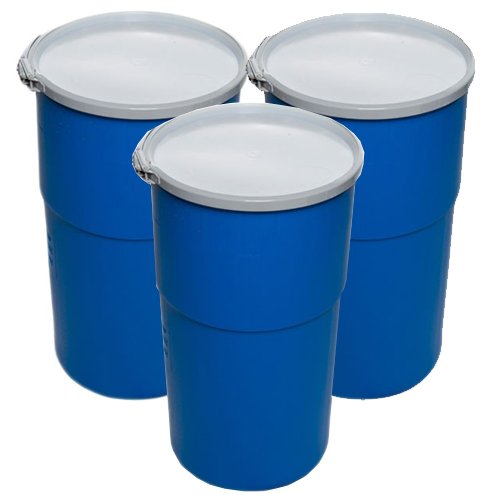 Air Sea Containers 15 Gallon Open-Head UN Rated Poly Drum with Ring Lock Lid - Perfect for Stowage, & Shipping of Hazardous Materials - Outer Dims: 14.5" Diameter x 25.5" Height (Pack of 3)