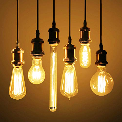Image of DiCUNO Vintage E26 Lamp Socket, Edison Retro Pendant Lamp Holder, Industrial and Decorative for DIY Lighting, 600℃ Heat Resistant 10 Packages (Color: Pearl Black)