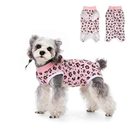 Image of FEimaX Dog Surgery Recovery Suit Female and Male Spay with Pee Hole, Pet Body Suits for Puppy After Spayed, Neuter Surgical Onesie for Small and Medium Dogs Cats, Alternative Bandages E-Collar & Cone